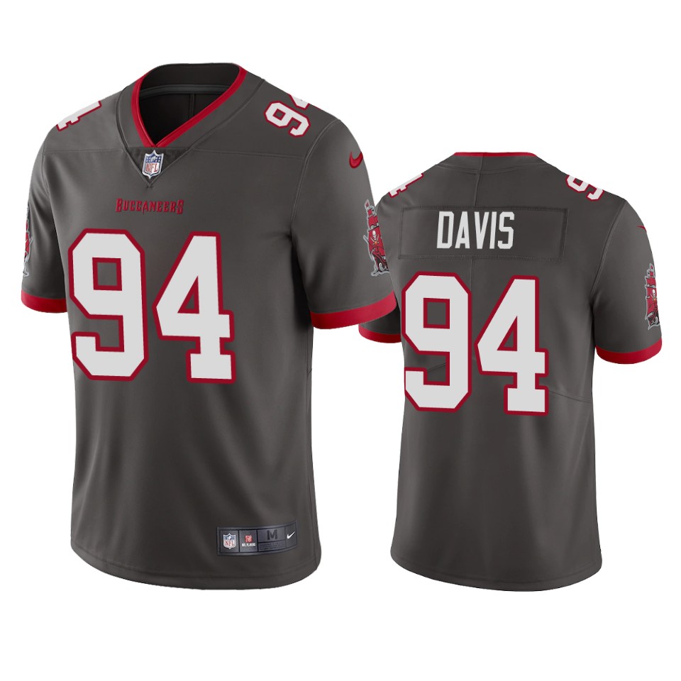 Men's Tampa Bay Buccaneers #94 Khalil Davis 2020 Grey Vapor Untouchable Limited Stitched NFL Jersey