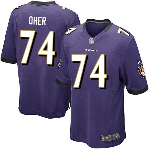 Men's Baltimore Ravens #74 Michael Oher Purple Stitched NFL Jersey - Click Image to Close