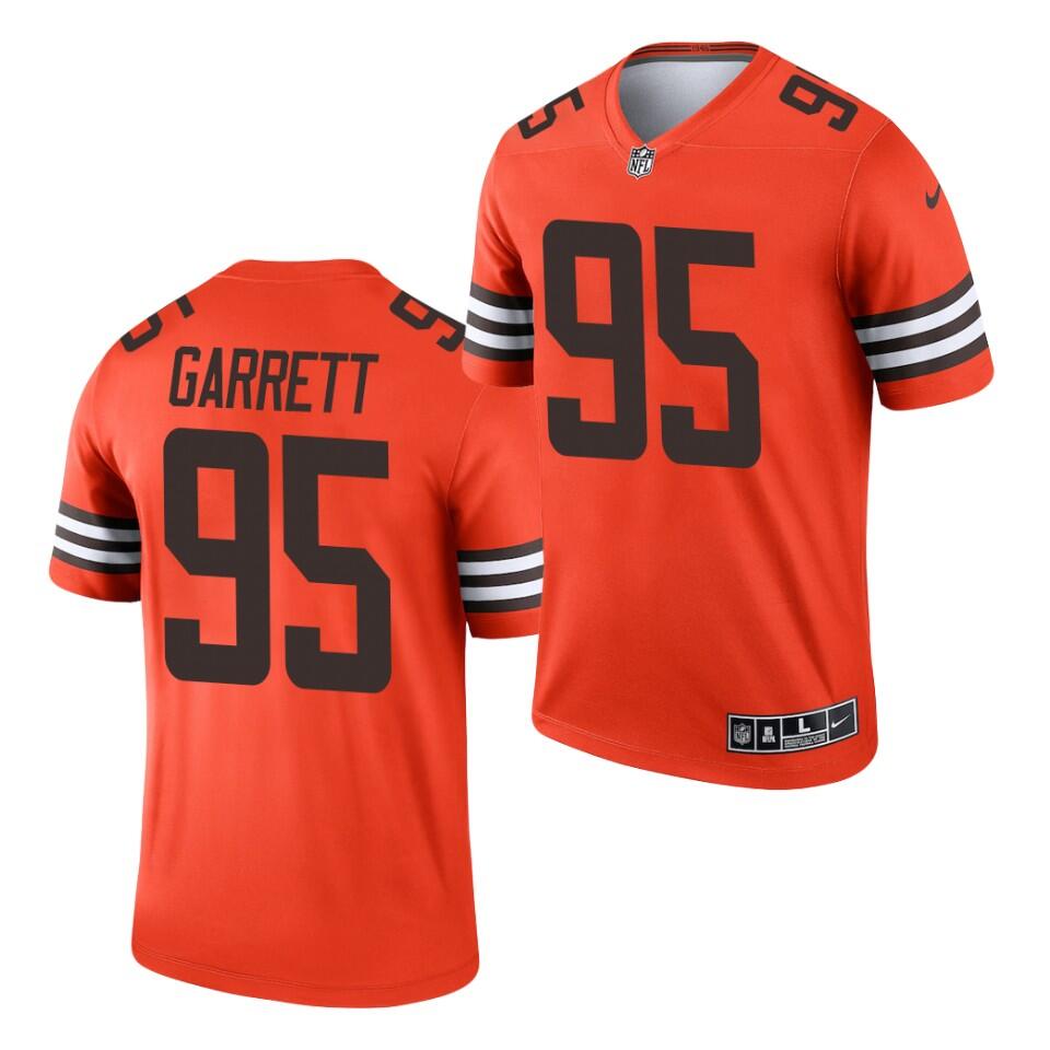 Men's Cleveland Browns #95 Myles Garrett Orange 2021 Inverted Legend Jersey