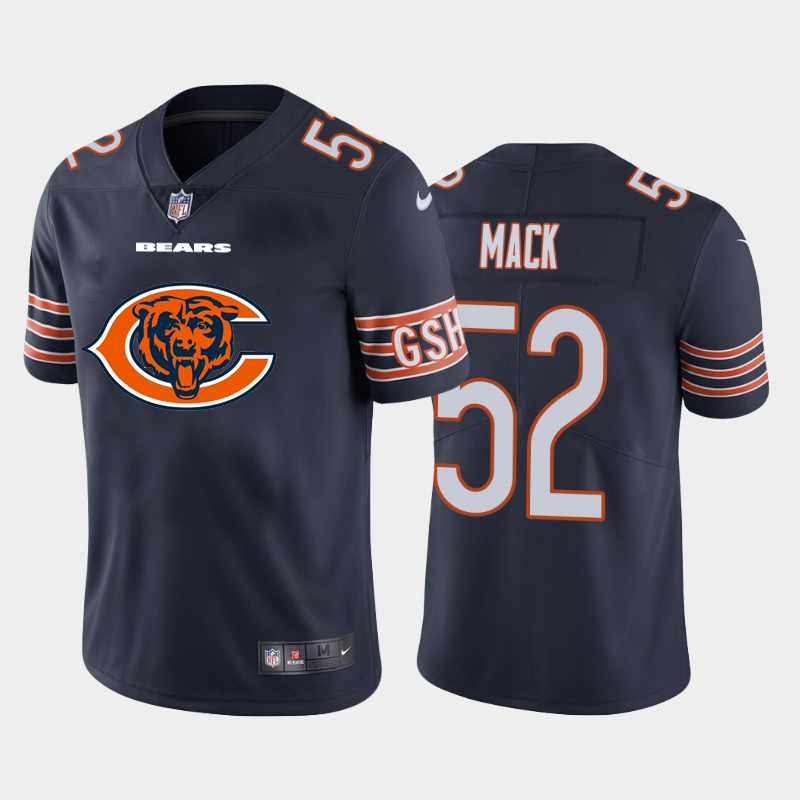 Men's Chicago Bears #52 Khalil Mack Navy 2020 Team Big Logo Limited Stitched NFL Jersey - Click Image to Close