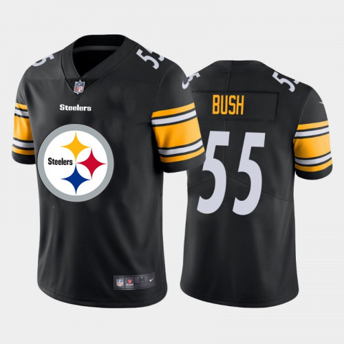 Men's Pittsburgh Steelers #55 Devin Bush Black 2020 Team Big Logo Limited Stitched NFL Jersey - Click Image to Close