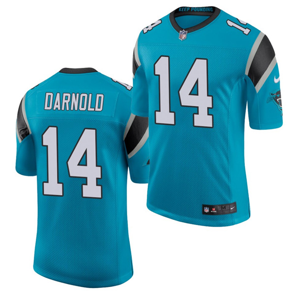 Men's Carolina Panthers #14 Sam Darnold Blue Stitched Jersey