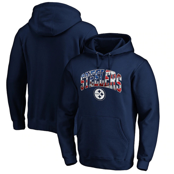 Men's Pittsburgh Steelers Navy Banner Wave Pullover Hoodie