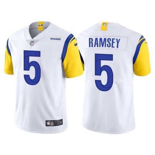 Men's Los Angeles Rams #5 Jalen Ramsey 2021 White Vapor Untouchable Limited Alternate Stitched NFL Jersey