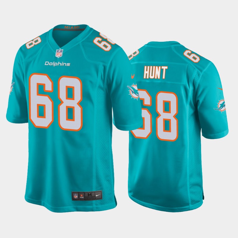 Men's Miami Dolphins #68 Robert Hunt 2020 Aqua Stitched NFL Jersey