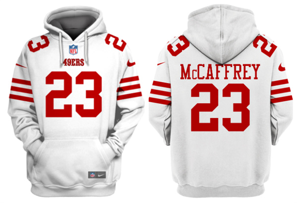 Men's San Francisco 49ers #23 Christian McCaffrey White Alternate Pullover Hoodie