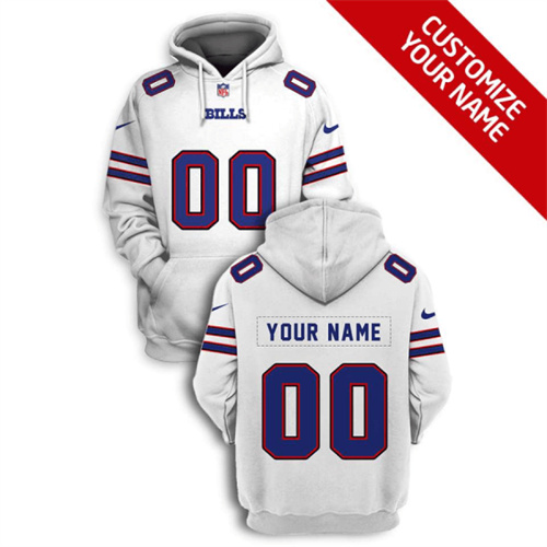 Buffalo Bills Active Player Custom 2021 White Pullover Hoodie(Stitched number&name)