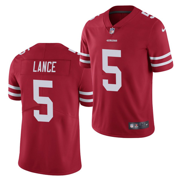 Men's San Francisco 49ers #5 Trey Lance 2021 NFL Draft Red Vapor Untouchable Limited Stitched Jersey