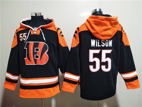 Men's Cincinnati Bengals #55 Logan Wilson Orange/Black Ageless Must-Have Lace-Up Pullover Hoodie