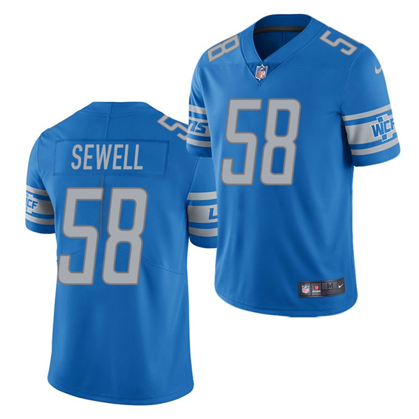 Men's Detroit Lions #58 Penei Sewell 2021 NFL Draft Blue Vapor Untouchable Limited Stitched NFL Jersey - Click Image to Close