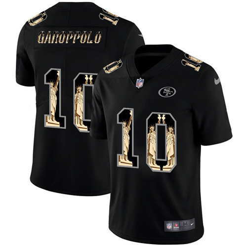 Men's San Francisco 49ers #10 Jimmy Garoppolo 2019 Black Statue Of Liberty Limited Stitched NFL Jersey