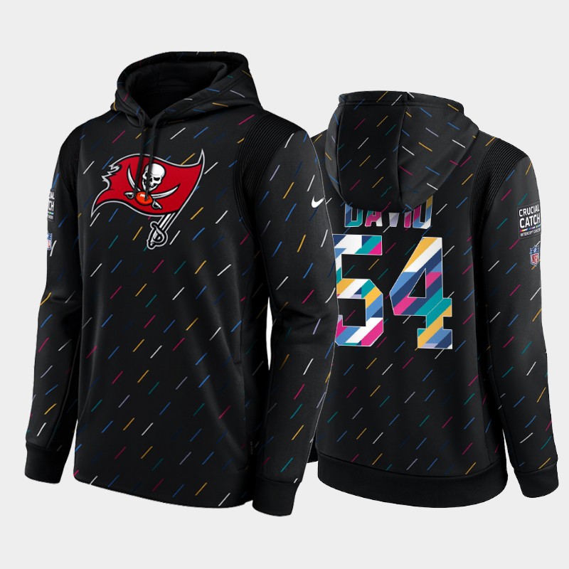 Men's Tampa Bay Buccaneers #54 Lavonte David 2021 Charcoal Crucial Catch Therma Pullover Hoodie - Click Image to Close