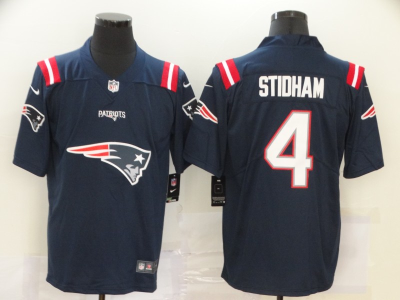 Men's New England Patriots Navy #4 Jarrett Stidham Team Big Logo Limited Stitched NFL Jersey