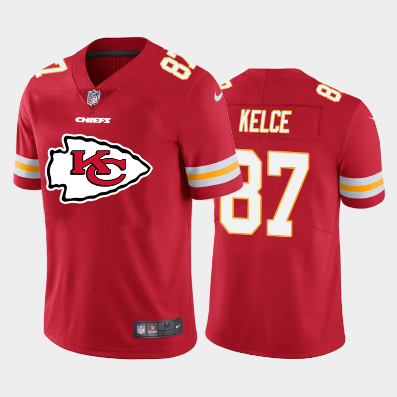 Men's Kansas City Chiefs #87 Travis Kelce Red 2020 Team Big Logo Limited Stitched NFL Jersey