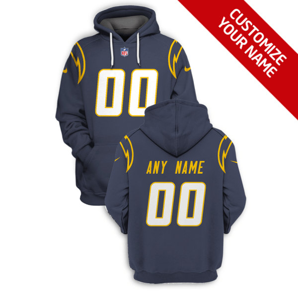 Los Angeles Chargers Active Player Custom 2021 Navy Pullover Hoodie(Stitched number&name)