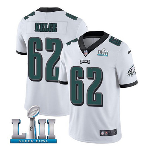 Men's Philadelphia Eagles #62 Jason Kelce White With SuperBowl Patch Vapor Untouchable Limited Stitched NFL Jersey