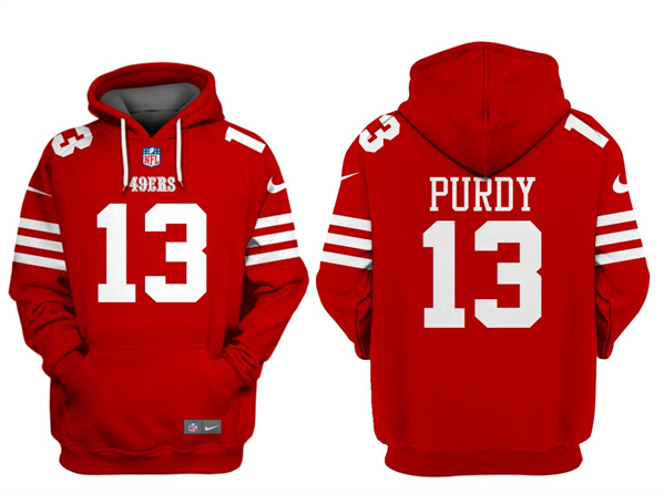 Men's San Francisco 49ers #13 Brock Purdy Red Alternate Pullover Hoodie