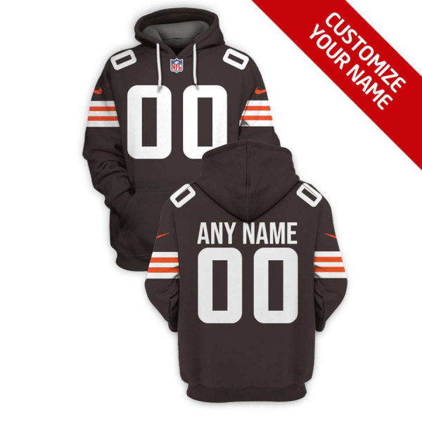 Cleveland Browns Active Player Custom 2021 New Brown Pullover Hoodie(Stitched number&name)