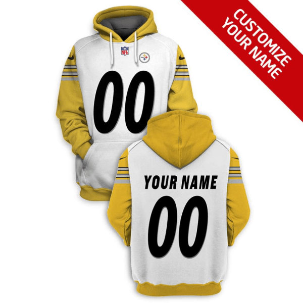 Pittsburgh Steelers Active Player Custom 2021 White Pullover Hoodie(Stitched number&name)