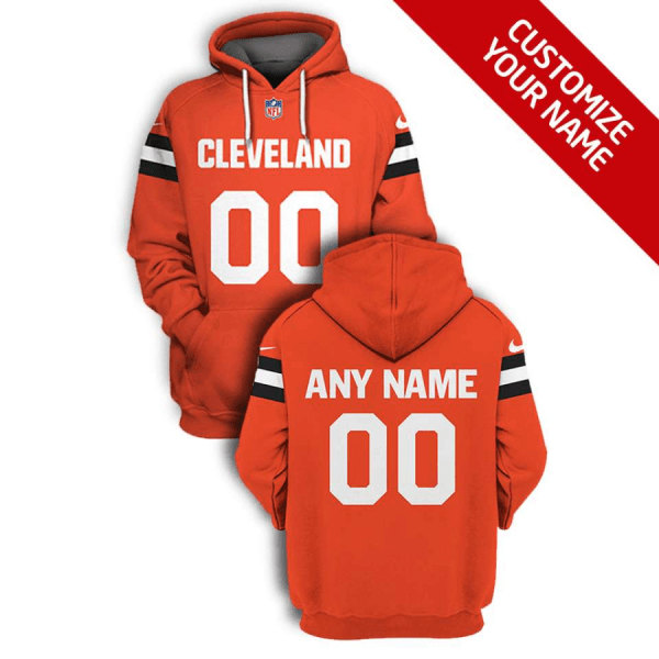 Cleveland Browns Active Player Custom 2021 Orange Pullover Hoodie(Stitched number&name)