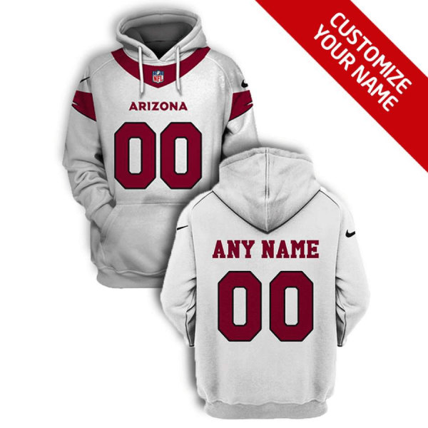 Arizona Cardinals Active Player Custom 2021 White Pullover Hoodie(Stitched number&name)