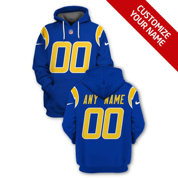 Los Angeles Chargers Active Player Custom 2021 Royal Pullover Hoodie(Stitched number&name)