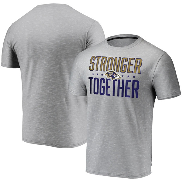 Baltimore Ravens Grey Charcoal Stronger Together T-Shirt (All Size)