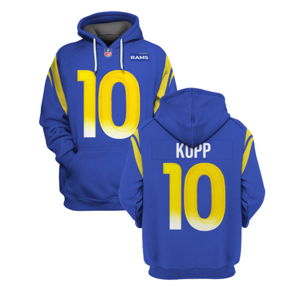 Men's Los Angeles Rams #10 Cooper Kupp 2021 Royal Pullover Hoodie - Click Image to Close