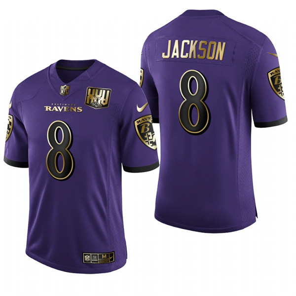 Men's Baltimore Ravens #8 Lamar Jackson Purple Stitched NFL Jersey