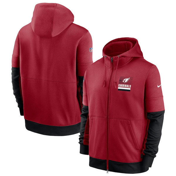 Men's Arizona Cardinals Red Sideline Impact Lockup Performance Full-Zip NFL Hoodie