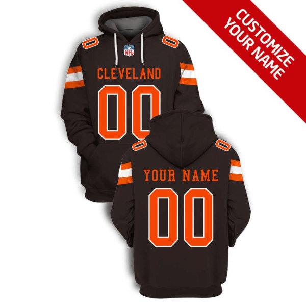 Cleveland Browns Active Player Custom 2021 Brown Pullover Hoodie(Stitched number&name)