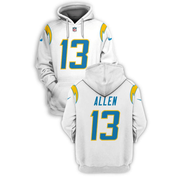 Men's Los Angeles Chargers #13 Keenan Allen 2021 White Pullover Hoodie