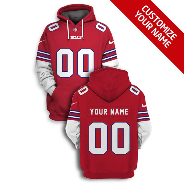 Buffalo Bills Active Player Custom 2021 Red Pullover Hoodie(Stitched number&name)