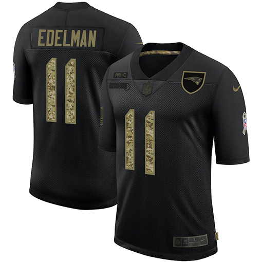 Men's New England Patriots #11 Julian Edelman 2020 Black Camo Salute To Service Limited Stitched NFL Jersey