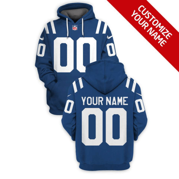 Indianapolis Colts Active Player Custom 2021 Blue Pullover Hoodie(Stitched number&name)