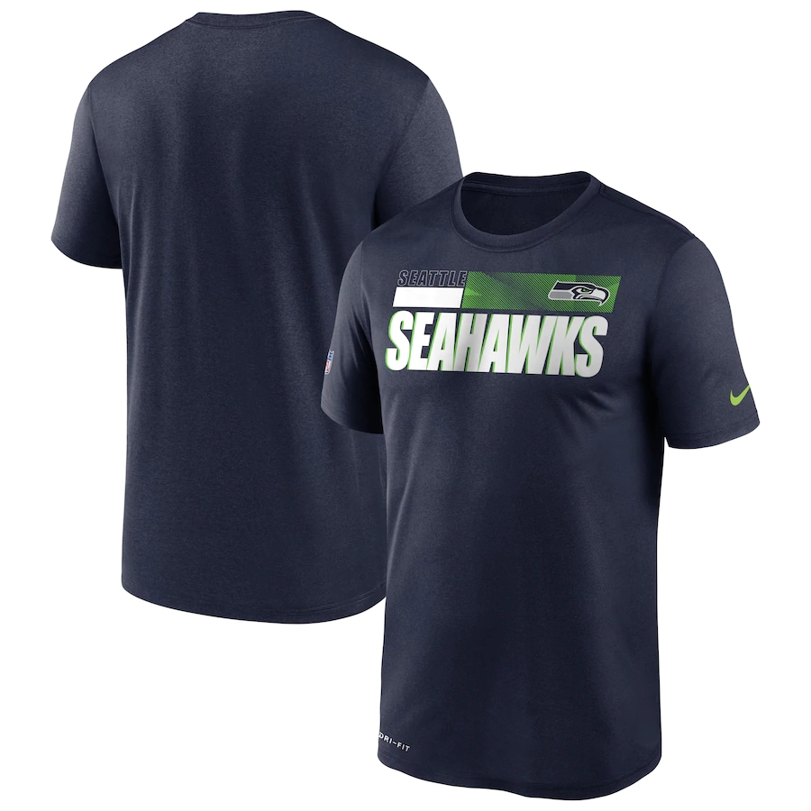 Seattle Seahawks 2020 Navy Sideline Impact Legend Performance NFL T-Shirt (All Size)