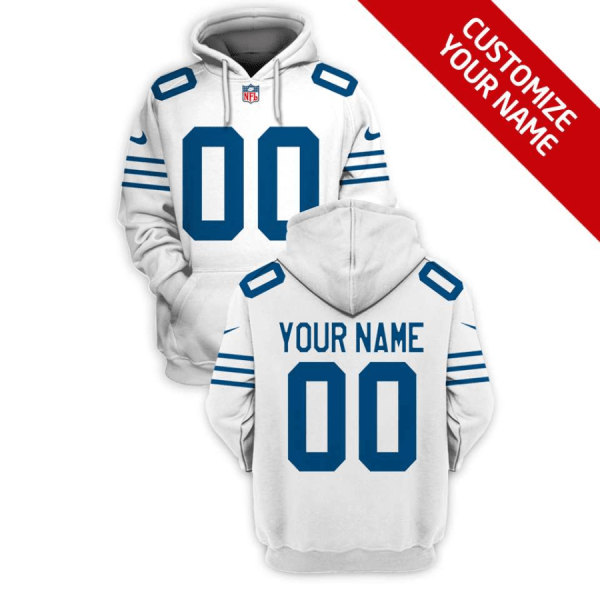 Indianapolis Colts Active Player Custom 2021 White Pullover Hoodie(Stitched number&name)