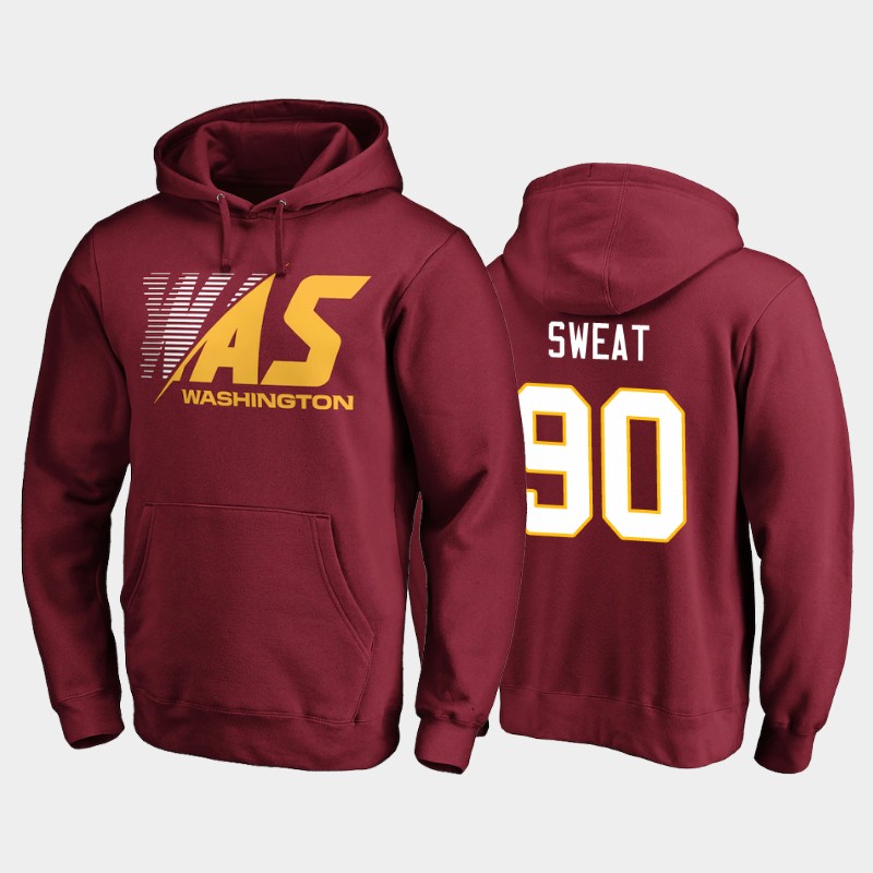 Men's Washington Football Team Burgundy #90 Montez Sweat 2020 Stealth Scanner Pullover NFL Hoodie