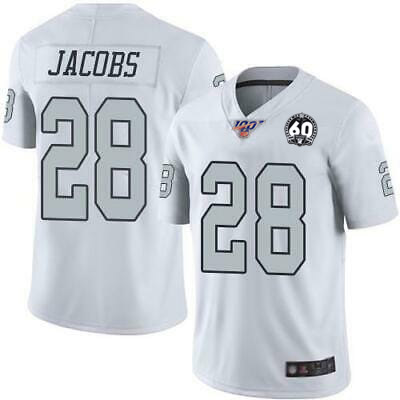 Men's Oakland Raiders #28 Josh Jacobs White 60th Anniversary Vapor Limited Stitched NFL 100th Season Jersey