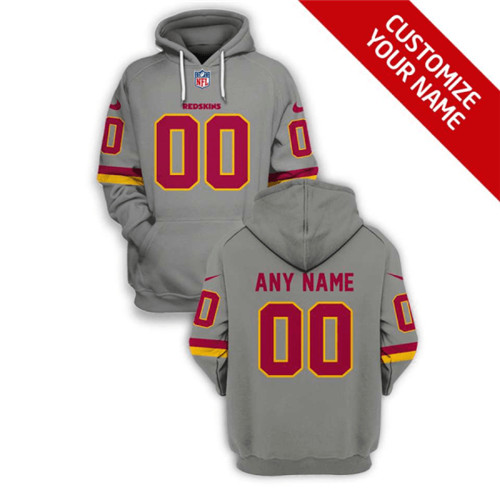 Washington Football Team Active Player Custom 2021 Gray Pullover Hoodie(Stitched number&name)