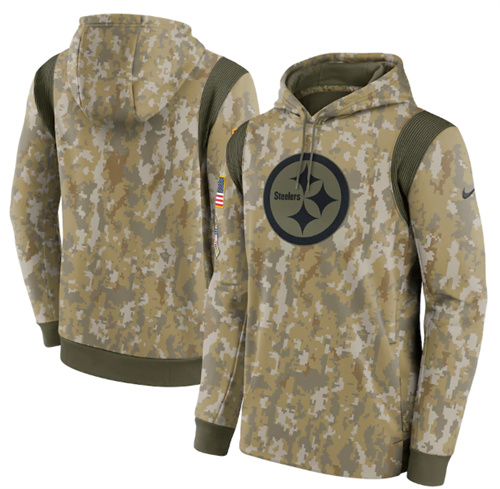 Men's Pittsburgh Steelers Camo 2021 Salute To Service Therma Performance Pullover Hoodie