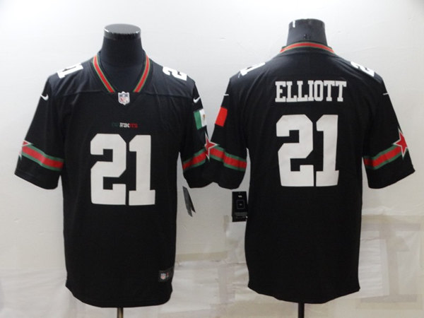 Men's Dallas Cowboys #21 Ezekiel Elliott Black Mexico Stitched Jersey