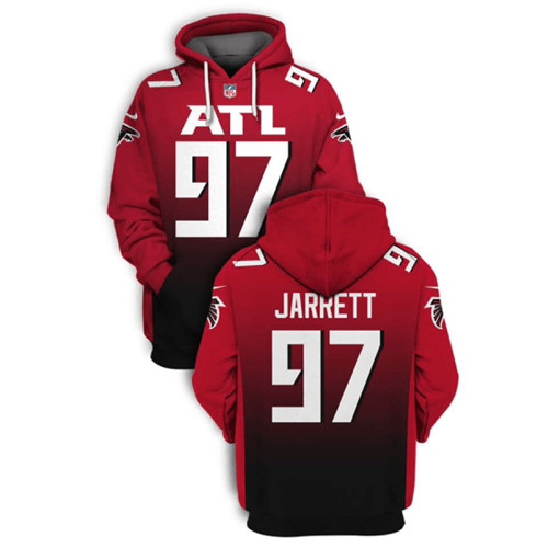 Men's Atlanta Falcons #97 Grady Jarrett 2021 Red Pullover Hoodie