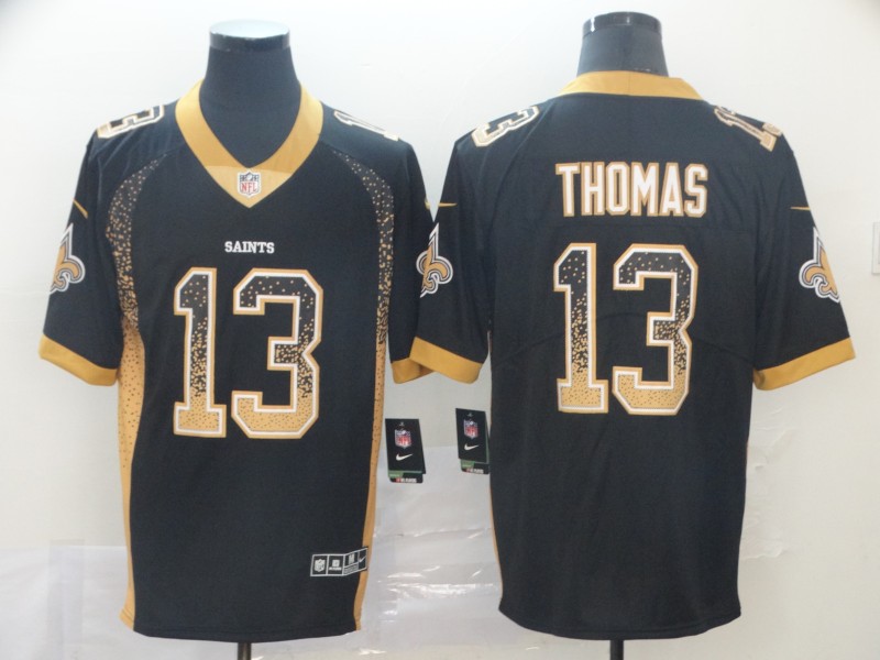 Men's New Orleans Saints #13 Michael Thomas Black Drift Fashion Color Rush Limited Stitched NFL Jersey - Click Image to Close