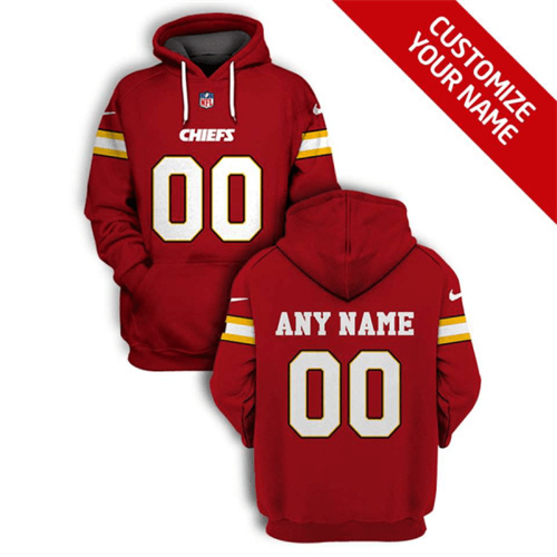 Kansas City Chiefs Active Custom Red 2021 Pullover Hoodie(Stitched number&name)