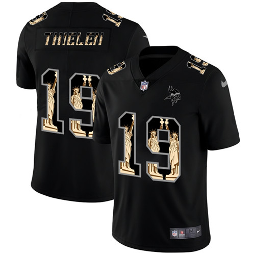 Men's Minnesota Vikings #19 Adam Thielen 2019 Black Statue Of Liberty Limited Stitched NFL Jersey - Click Image to Close