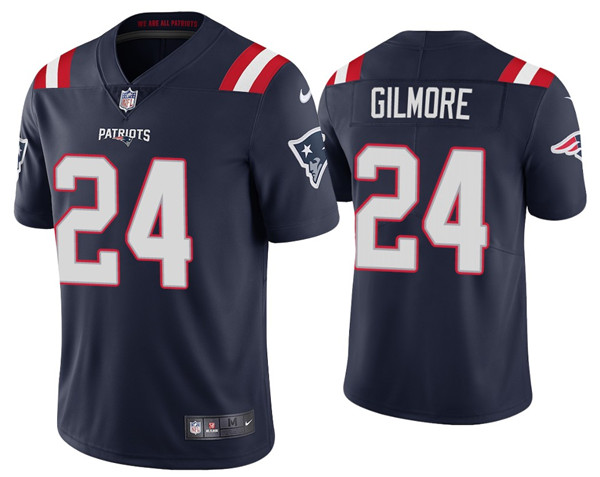 Men's New England Patriots #24 Stephon Gilmore 2020 Navy Vapor Untouchable Limited Stitched NFL Jersey - Click Image to Close