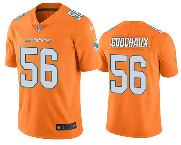 Men's Miami Dolphins #56 Davon Godchaux Orange Vapor Limited Stitched Jersey