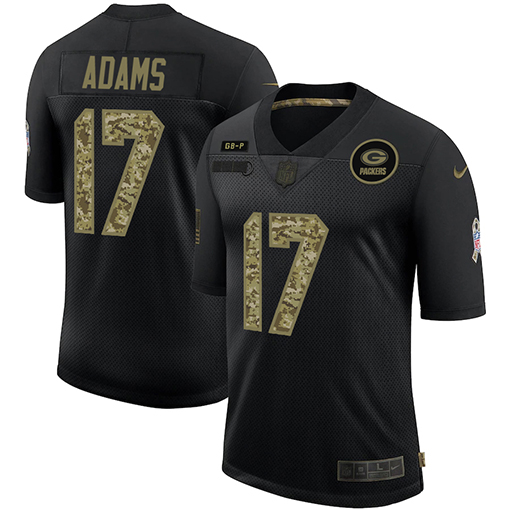 Men's Green Bay Packers #17 Davante Adams 2020 Black Camo Salute To Service Limited Stitched NFL Jersey - Click Image to Close