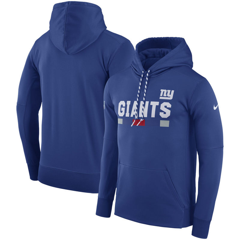 Men's New York Giants Nike Royal Sideline Team Name Performance Pullover Hoodie